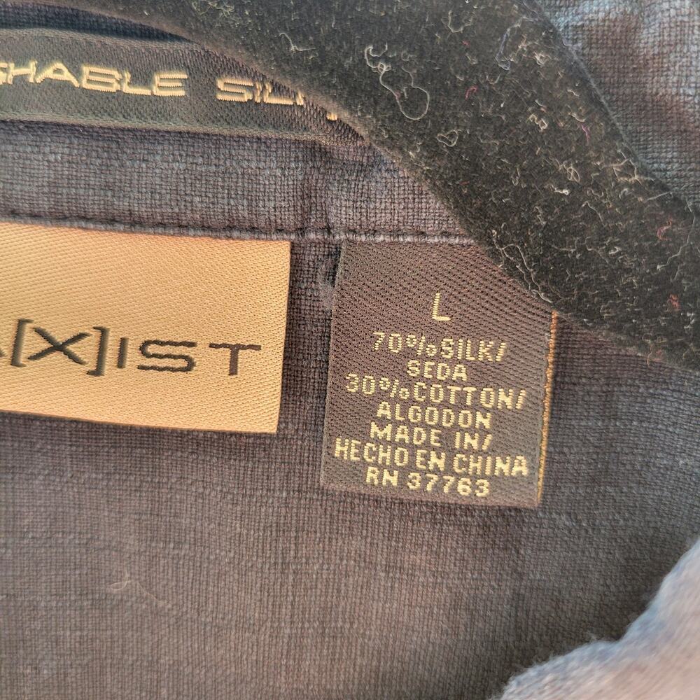 Axist Mens Silk Cotton Blend‎ Colorblock Geometric Short Sleeve Button Shirt L - Picture 4 of 7
